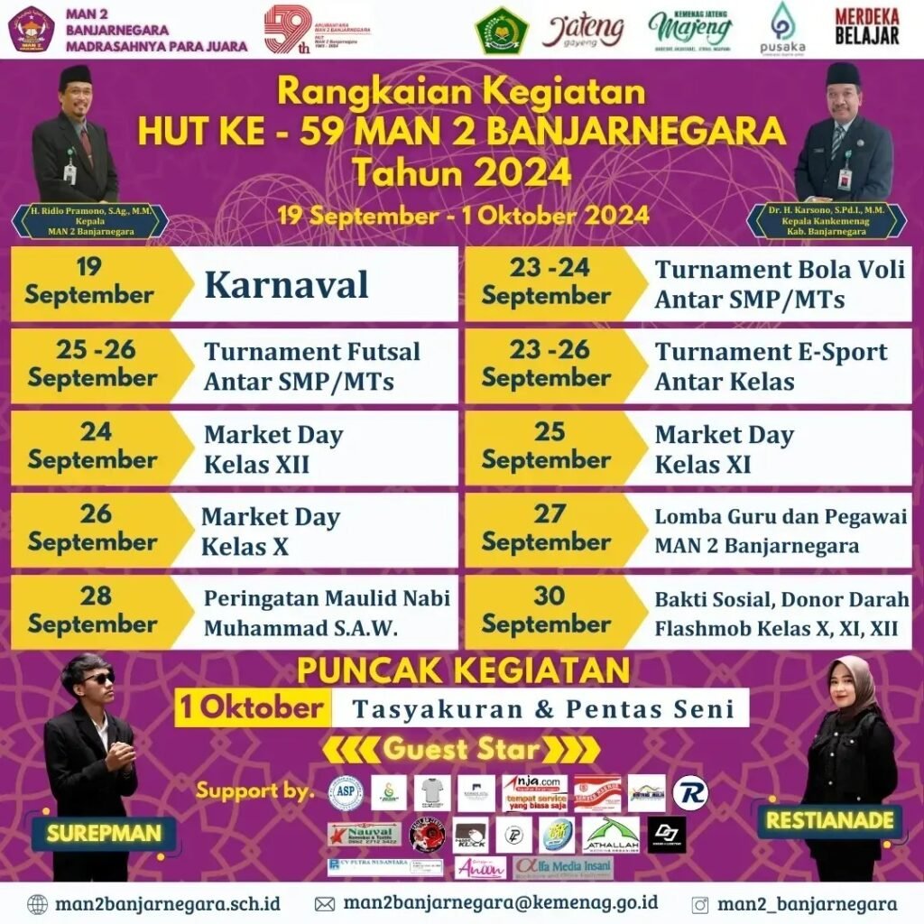 Rangkaian Kegiatan HUT ke-59 MAN 2 Banjarnegara: Karnaval hingga Pentas Seni